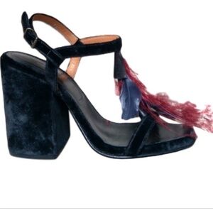 Dries Van Noten Belle feather-trimmed velvet sandal